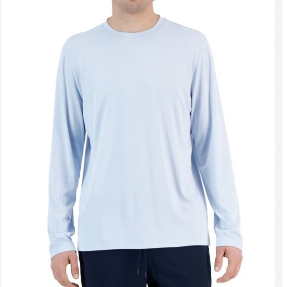 NEW! Mens Basic ALFANI Long Sleeve Shirt Solid Blue XL $45 Stretch Polyester Ray - Picture 1 of 10
